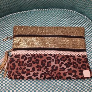 Leopard Print and Gold Women's Clutch